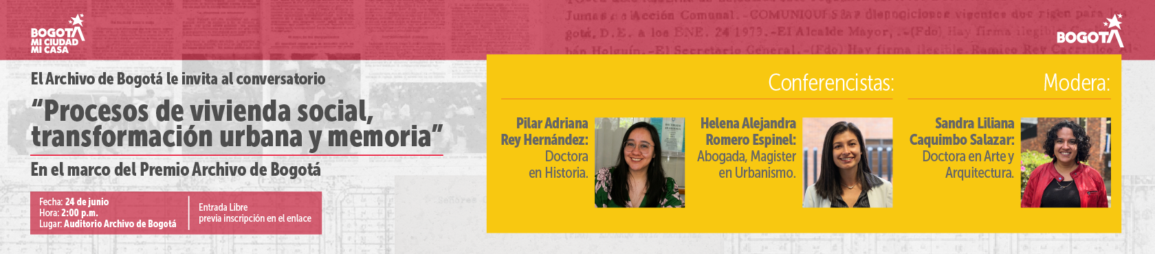 Pieza gráfica de divulgación del conversatorio con los y las panelistas invitados