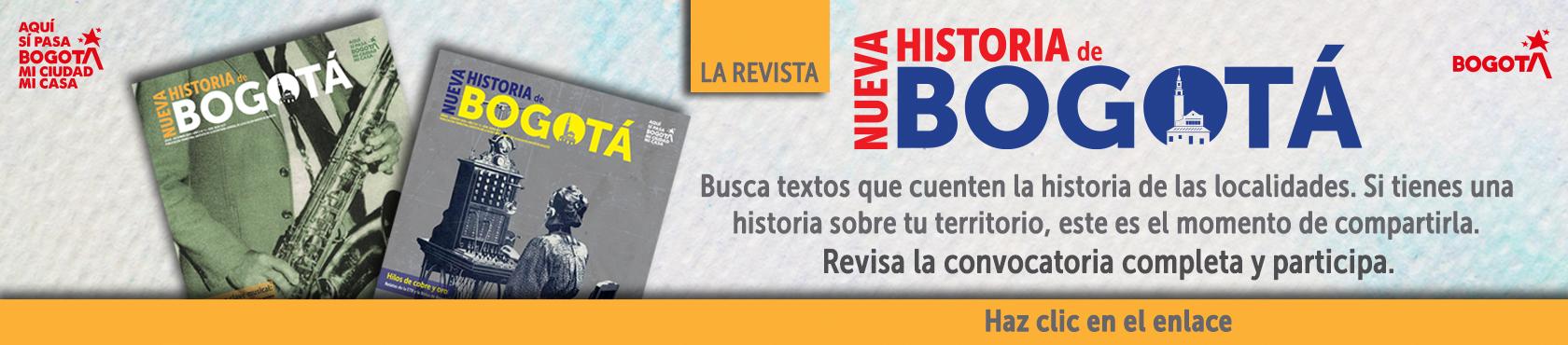 Pieza de divulgación de los lineamientos editoriales de la revista Nueva Historia de Bogotá